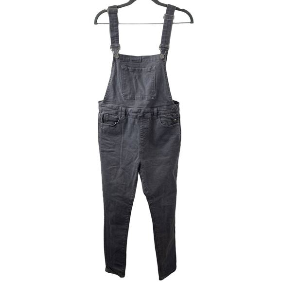 WE WORE WHAT Gray L Denim Overalls Cotton Suspender Button High Rise Skinny Leg - Picture 3 of 10